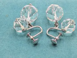 Vintage Harry S. Bick Sterling Silver and Crystal Screw-Back Earrings