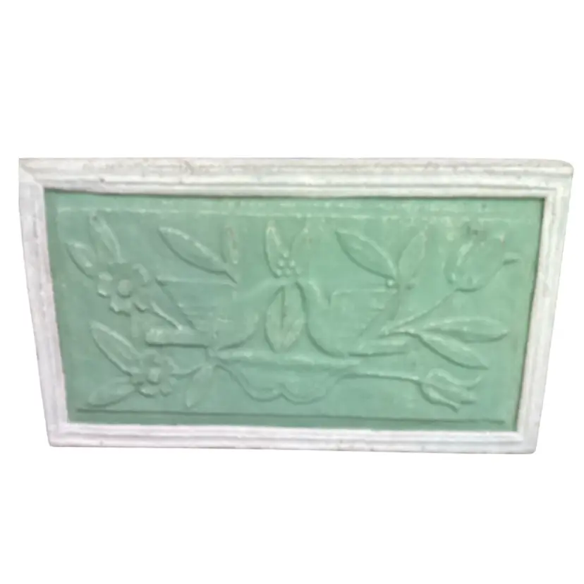 Vintage Green Floral & Love Birds Relief Wall Plaque 15” x 8”