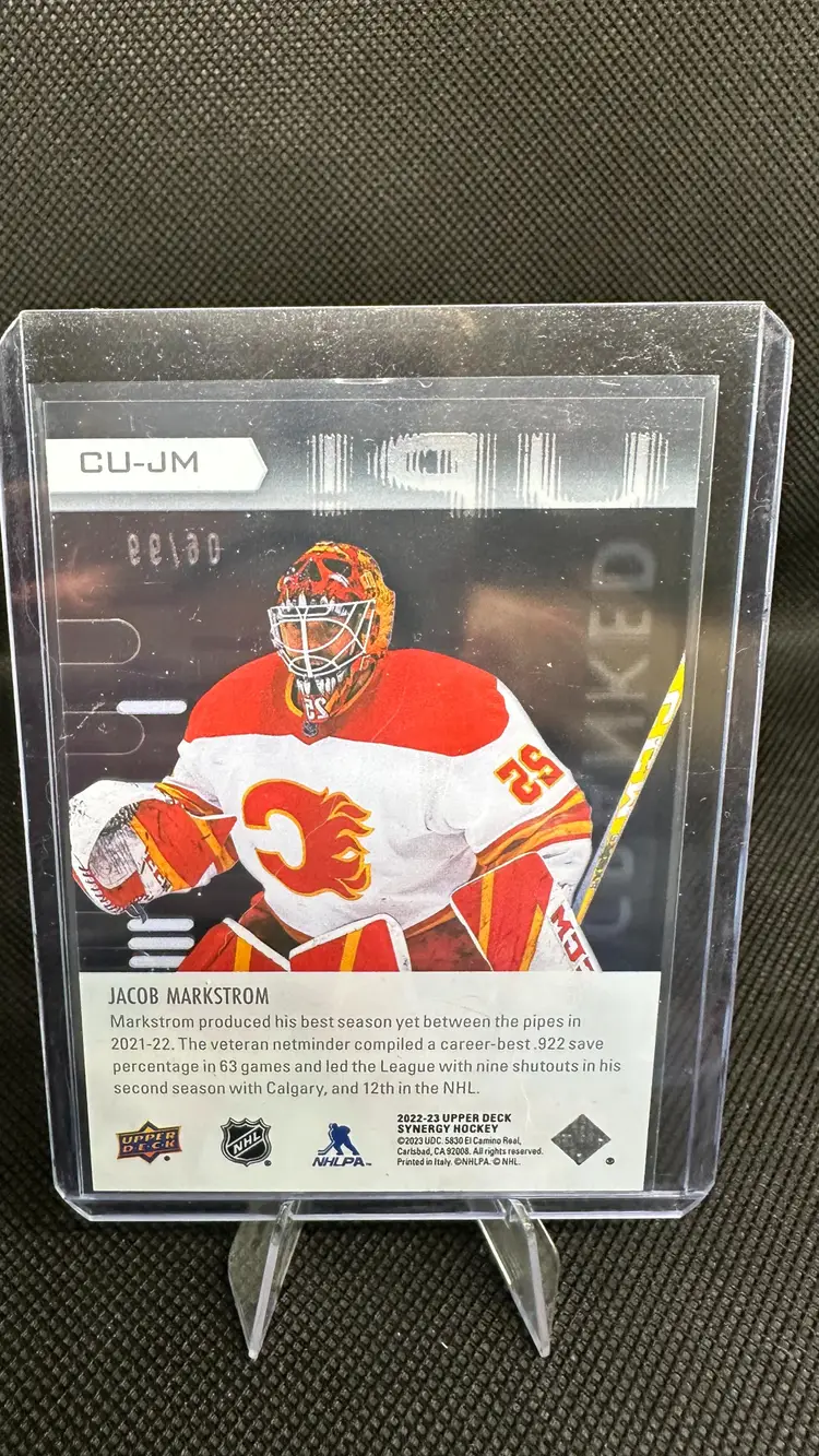 2022-23 Upper Deck Synergy Cranked Up! Jacob Markstrom Calgary Flames #CU-JM Purple 06/99