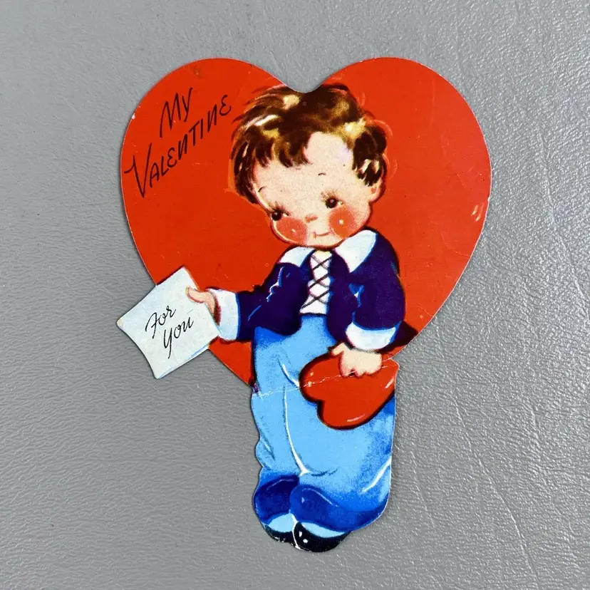 Vintage Gibson Valentine Greeting Card For You Rosy Cheeks Boy USA 4"