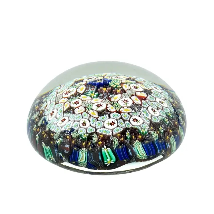 Murano Millefiori Blues Greens Paperweight