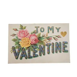 Antique Embossed Valentines Day Postcard With Floral Design Foil Accents