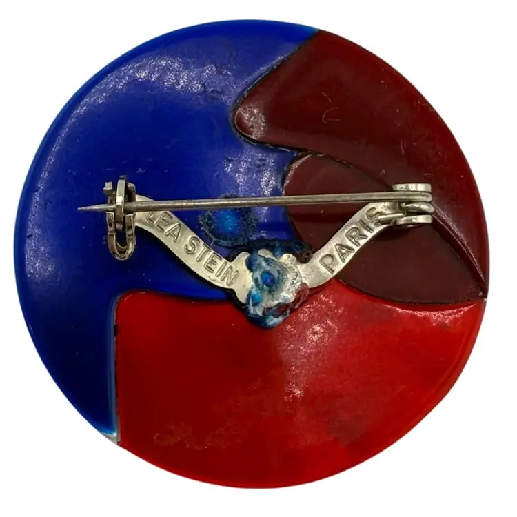 Lea Stein Paris France Lucite Bird Parrot Circle Sharp 1 3/4