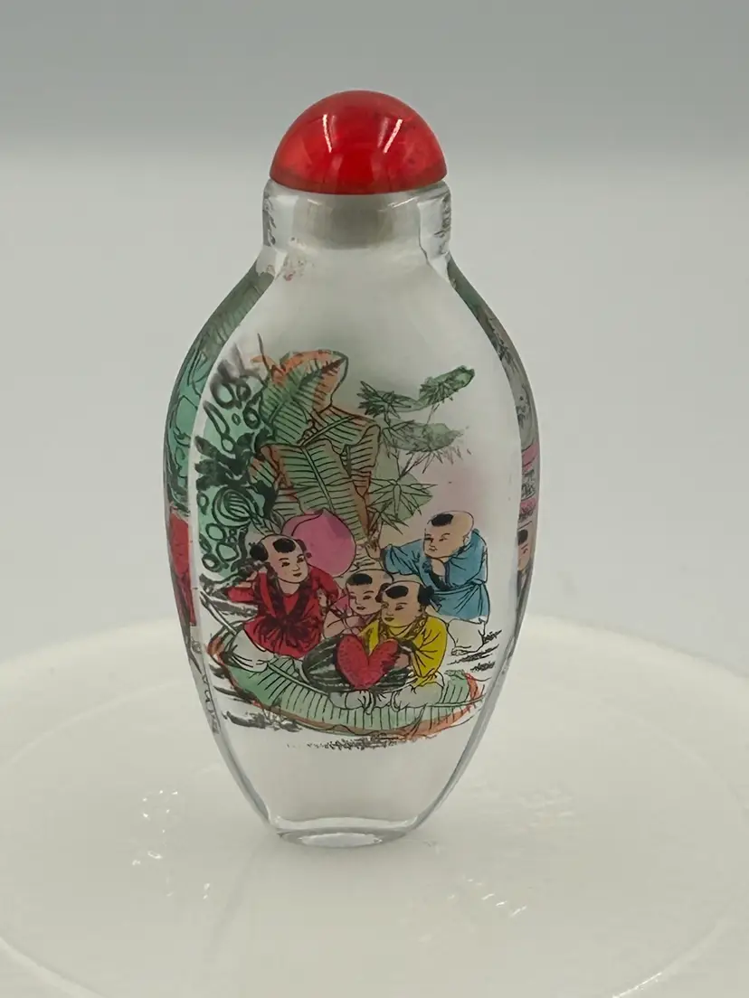 Vintage Chinese Snuff Bottle Reverse Paint It Inside