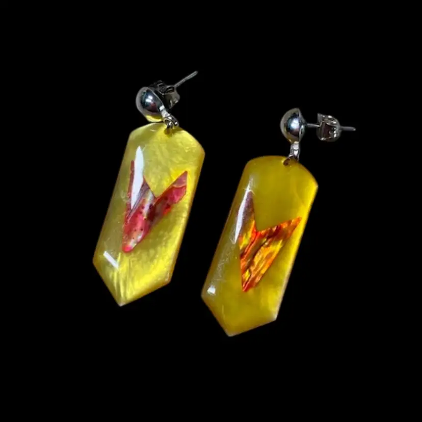 Yellow & Pink Abalone Shell Earrings - Pierced
