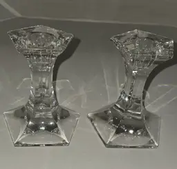 Pair of Crystal Taper Candlestick Holders