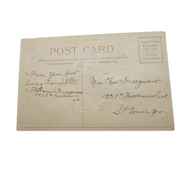 Vintage 1911 Embossed Easter Postcard With Frit Accents & Bunny Design