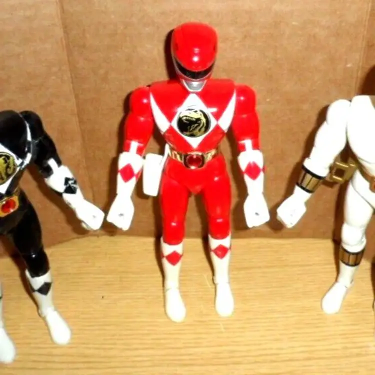 Lot of 3 BANDAI 1993 Vintage POWER RANGERS Red White & Black Figures 8”