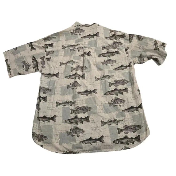 Vtg Columbia Button Down Shirt XL Muskie Sunfish Crappie Short Sleeve Fishing
