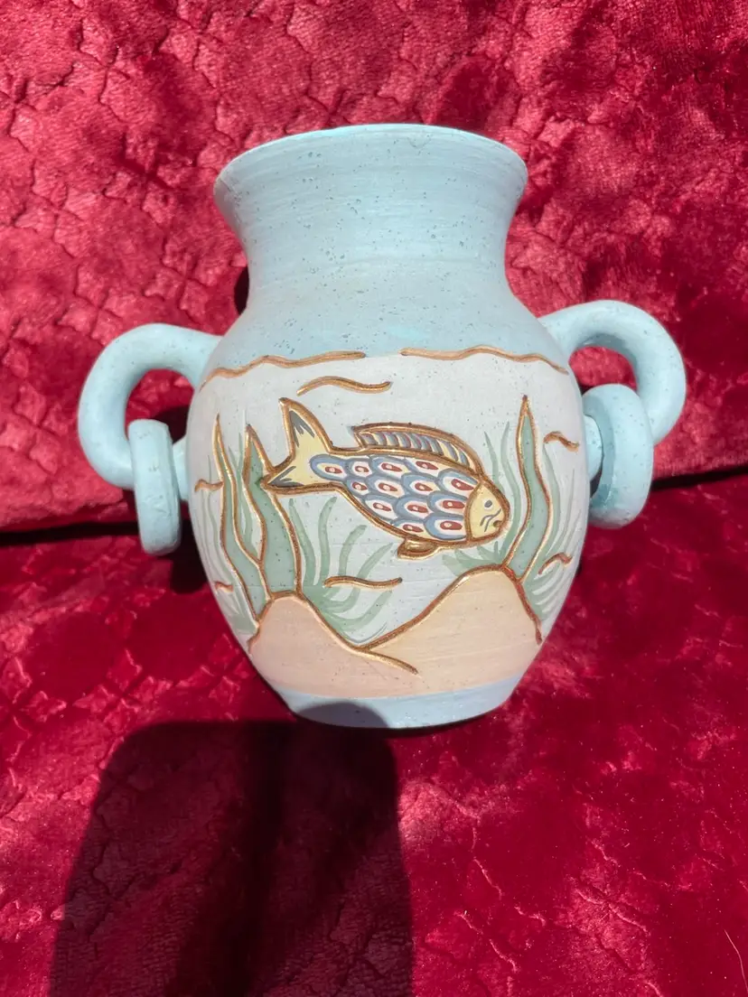 Mexican Folk Art Pottery Vase