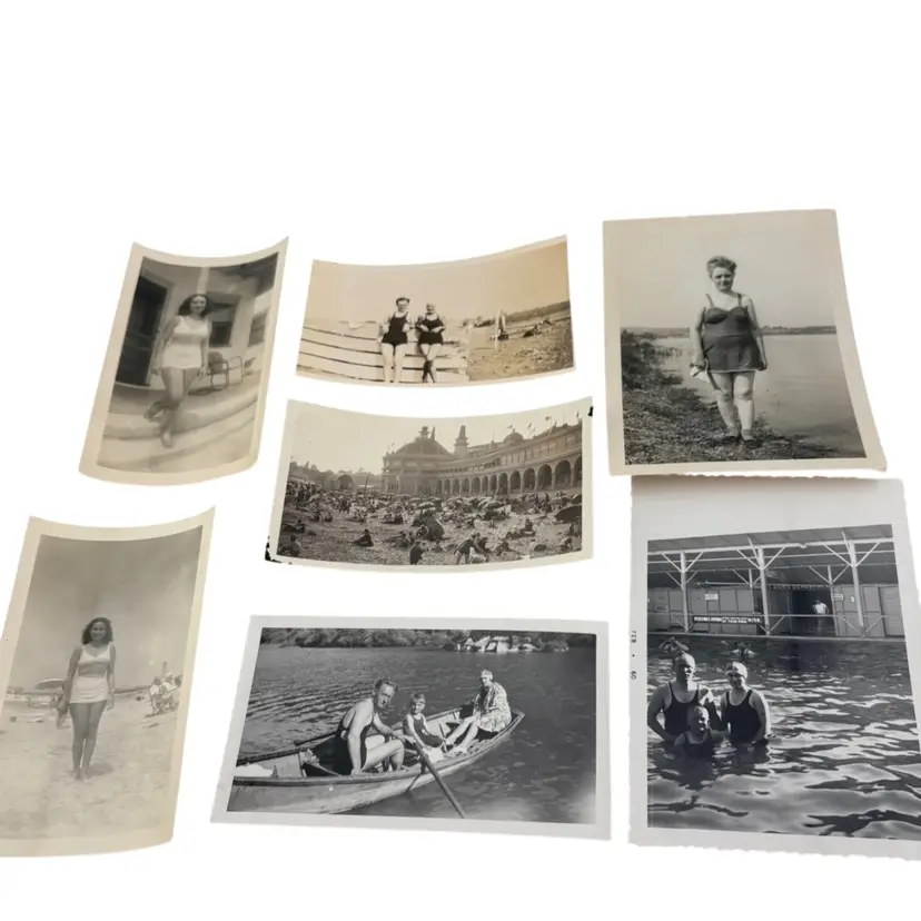 Lot Of 7 Black & White Photographs Of Bathing Beauties 1920's - 1960's