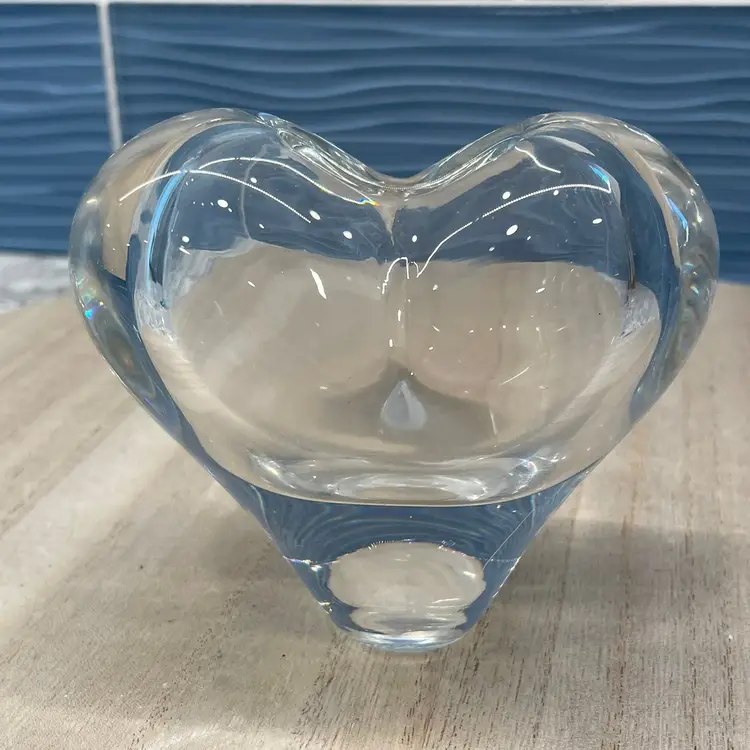 Rosenthal Crystal Heart Shaped 4" Mini Bud Vase Holder Thick Glass