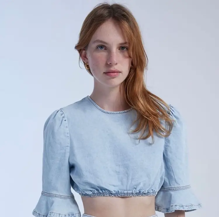 Weworewhat Denim Crop Top (Medium)