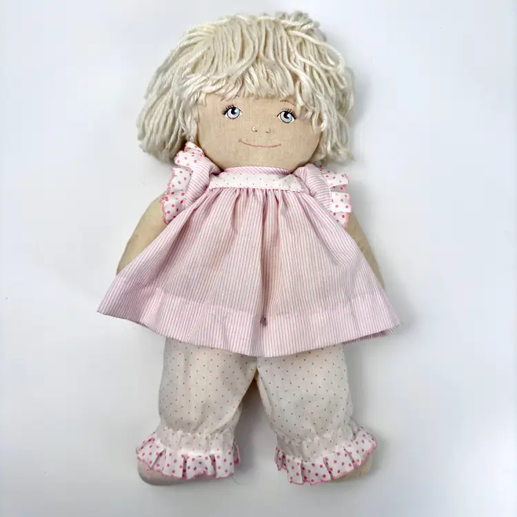 Vintage Cloth Doll By Pauline Sleep Awake 14" Double Sided Plush Toy