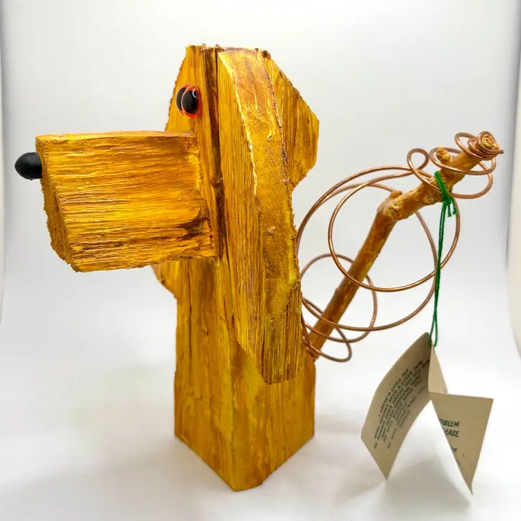 Hardwood Pets Dog by Jay McCarten Wood & Copper Figure NWT 7”