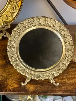 7” vintage solid brass made in India vanity mirror