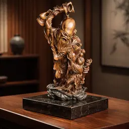 Vintage Wood Carving of Shou Lao, Chinese God of Longevity, 14"