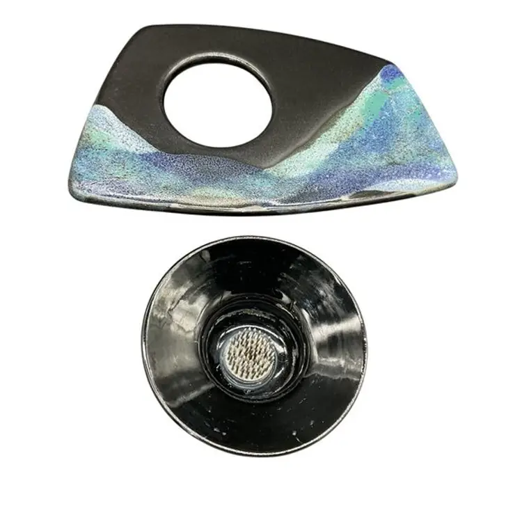 Handmade Ceramic Ikebana Vase Set With Holder & Bowl - Salt Spring Island Canada