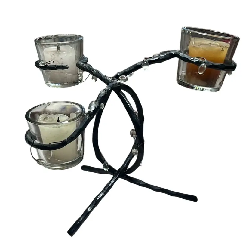 Vintage Illuminations Wrought Iron Candle Holder With Bead Accents