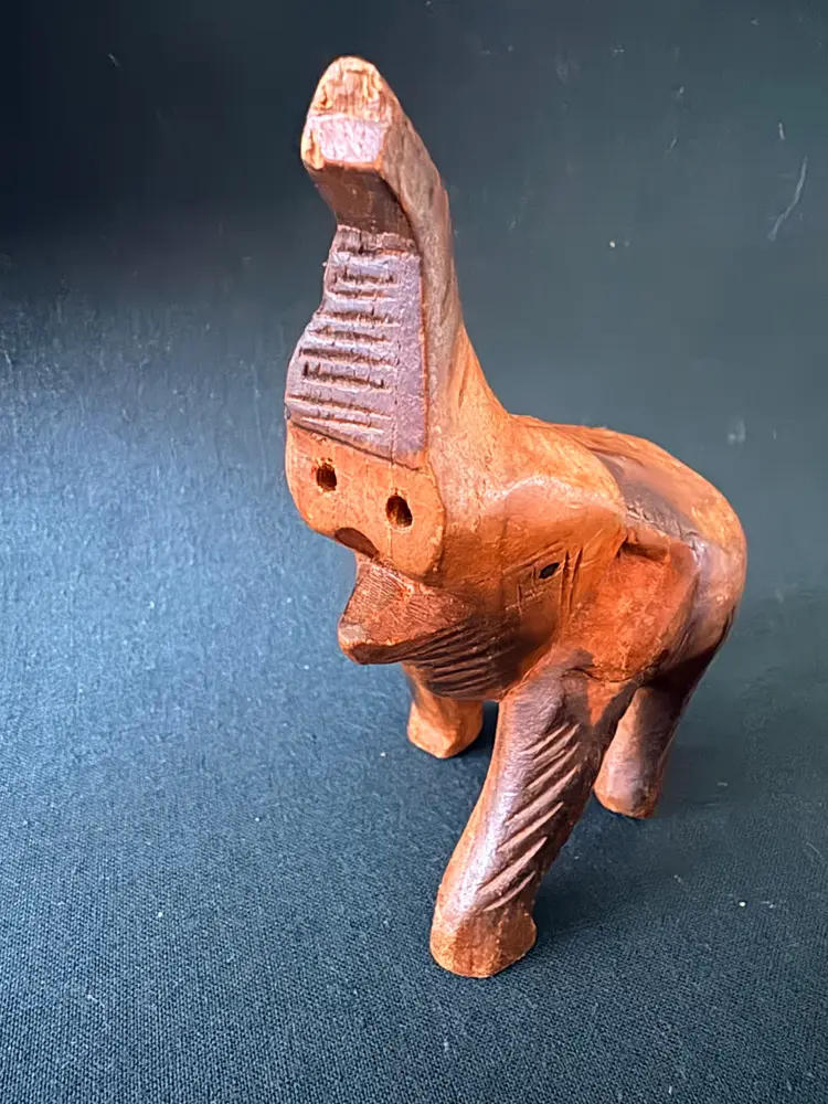 Hand-Carved Wooden Elephant Figurine