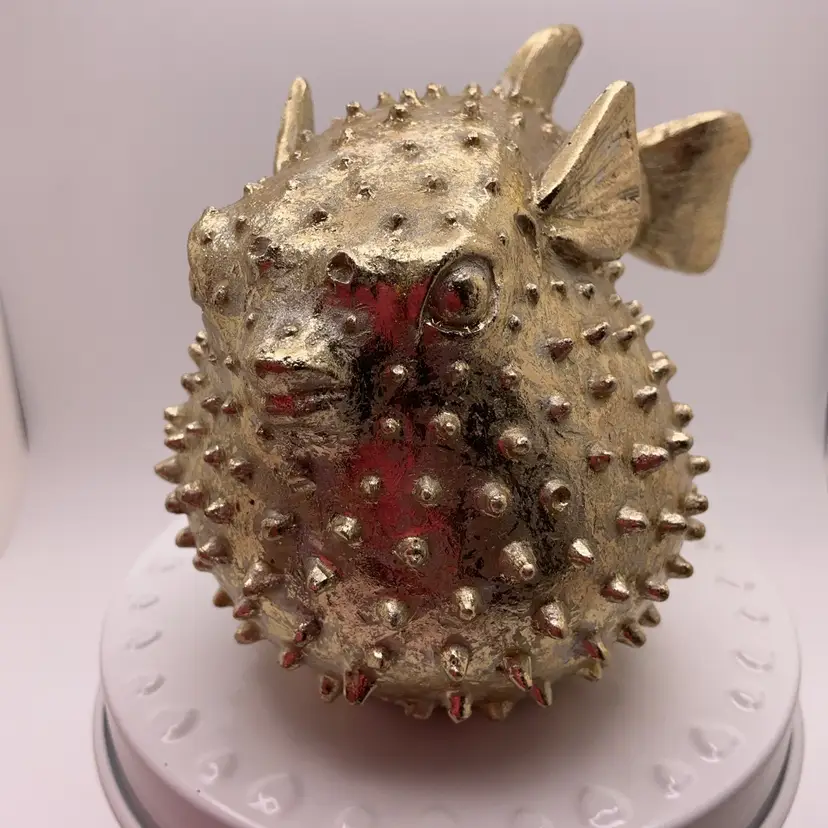 POW1 Gold Pufferfish Figurine 3.5" x 5"
