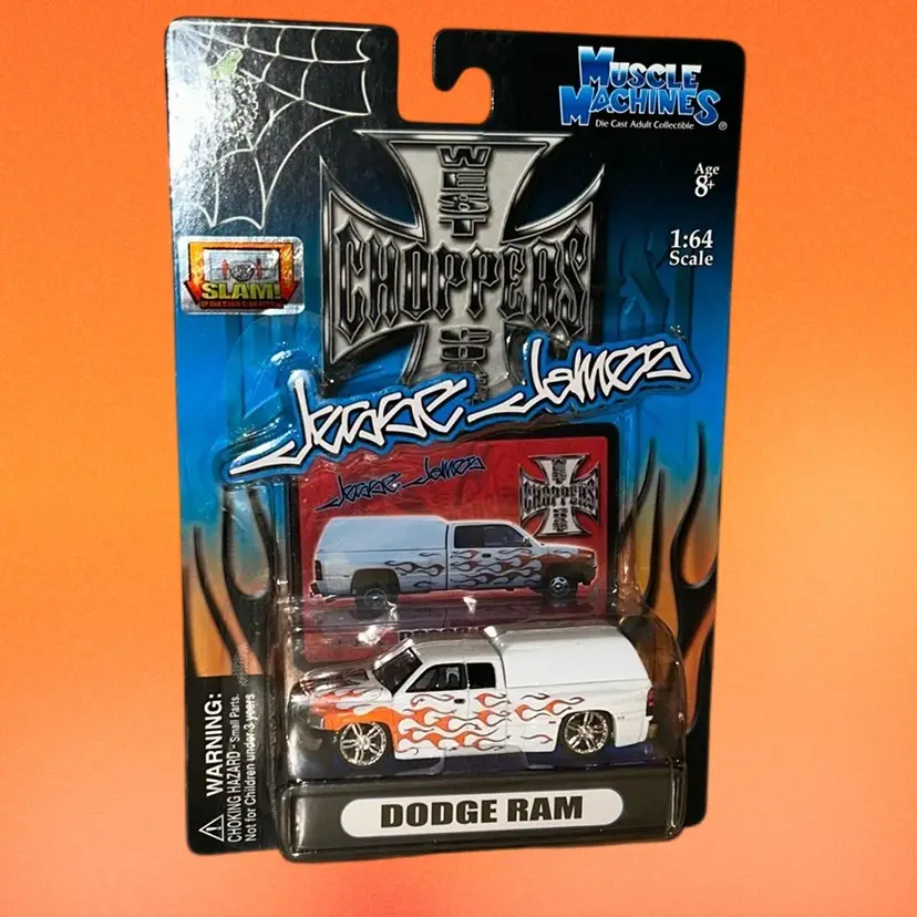 Muscle Machines Jesse James West Coast Choppers Dodge Ram-White W/ Flames SLAM! , See Pictures And Description