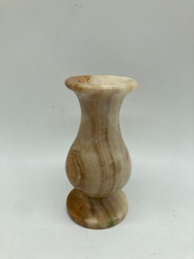 Onyx/Alabaster Bud Vase Made in Italy Cream Cappuccino Heavy Veining