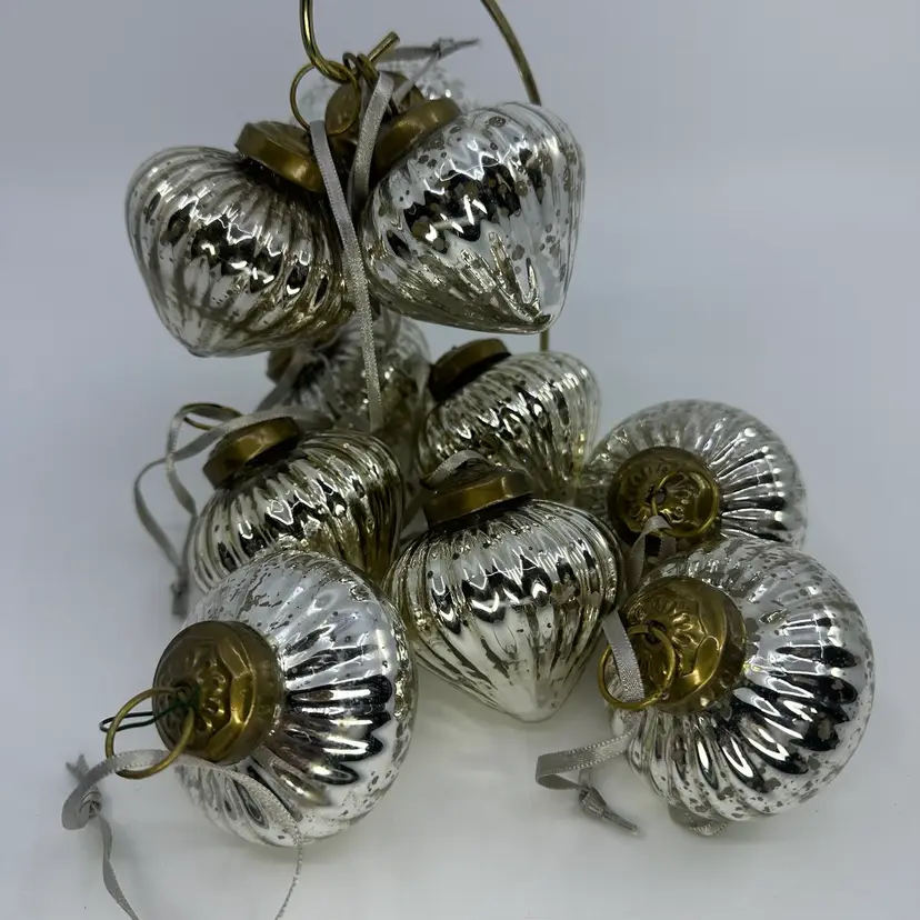 Restoration Hardware Mercury Glass Teardrop Ornaments Set/10