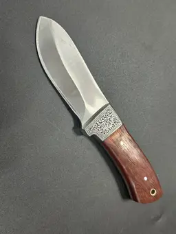 Custom made Engraved Knife With Corbin Steel With Hard Wood Handle