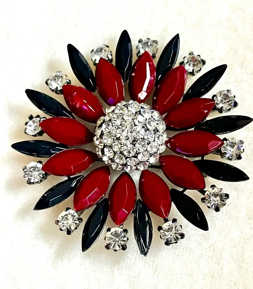 Black & Maroon Brooch