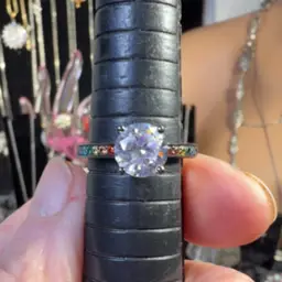 Sterling Silver Rainbow Ring Gunmetal Plating Size 8