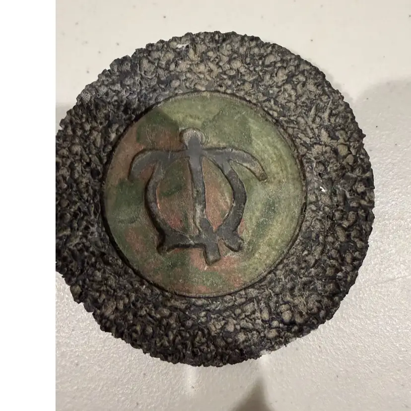 Vtg RAKU Ben Diller Pottery Turtle Drink Coaster Hawaiian Lava Raku Signed