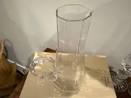 Glass Vase/Pitcher with Geometric Optic Panels