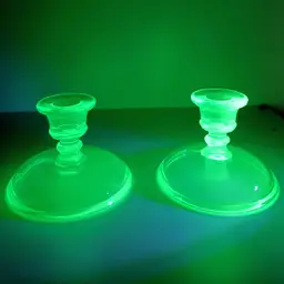 Art Deco Style Depression Glass Candlsticks