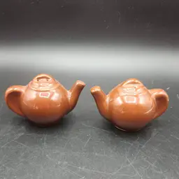 Vintage Little Brown Tea Pot Salt and Pepper Shaker Set