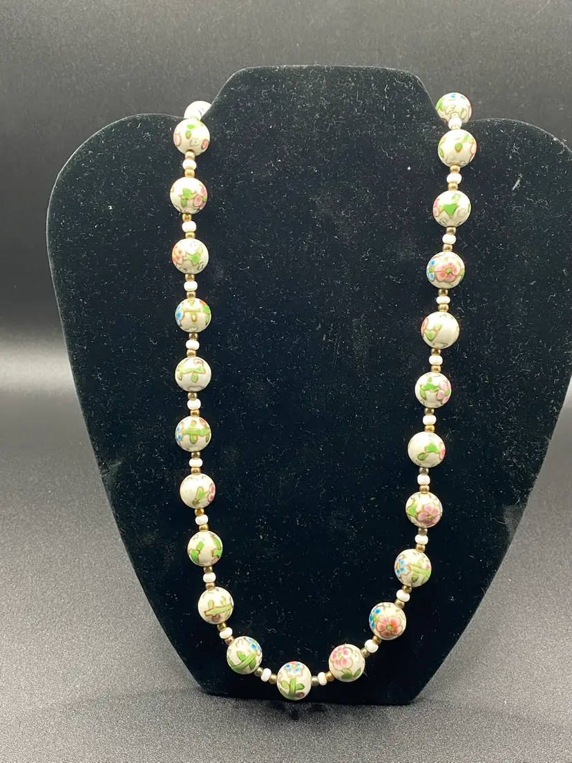 Vintage Cloisonné Beaded Necklace
