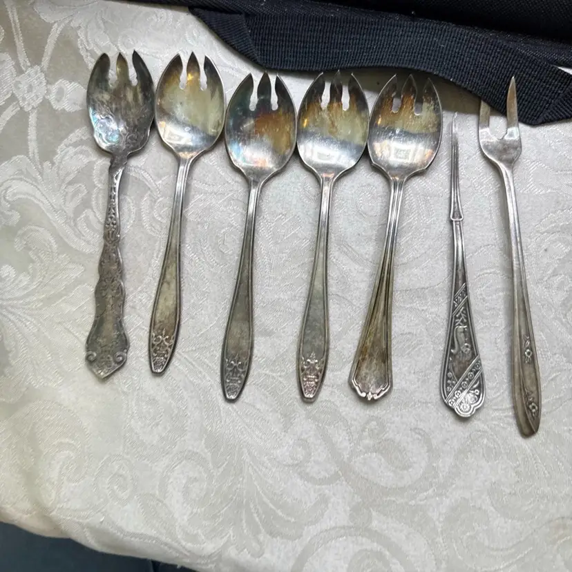 Set Of 7 Silver Plate Table Ware