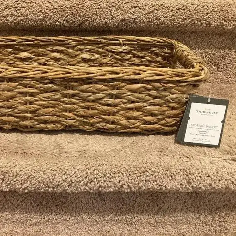 THRESHOLD Handcrafted Seagrass Storage Basket 16" x 7" x 4 1/4"