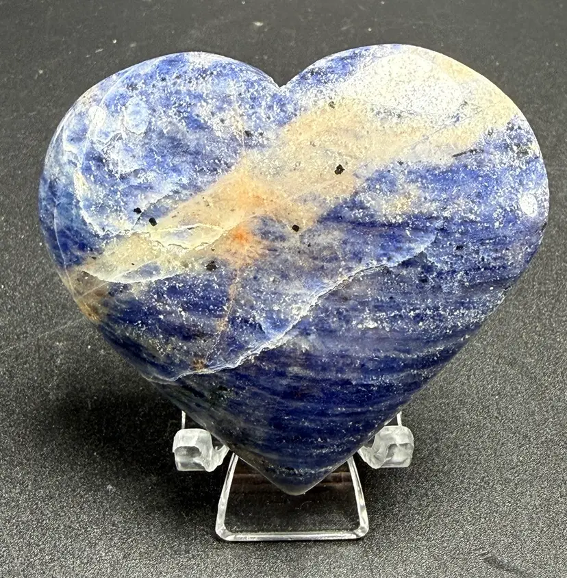 Natural Blue Sodalite Heart Hand Carved Stone Healing Crystal Reiki 2.5" 92g