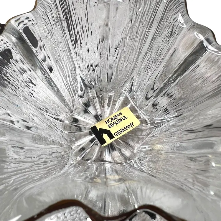 Crystal German home beautiful guilt star/flower votive holder 5" x 2.5" golden glow