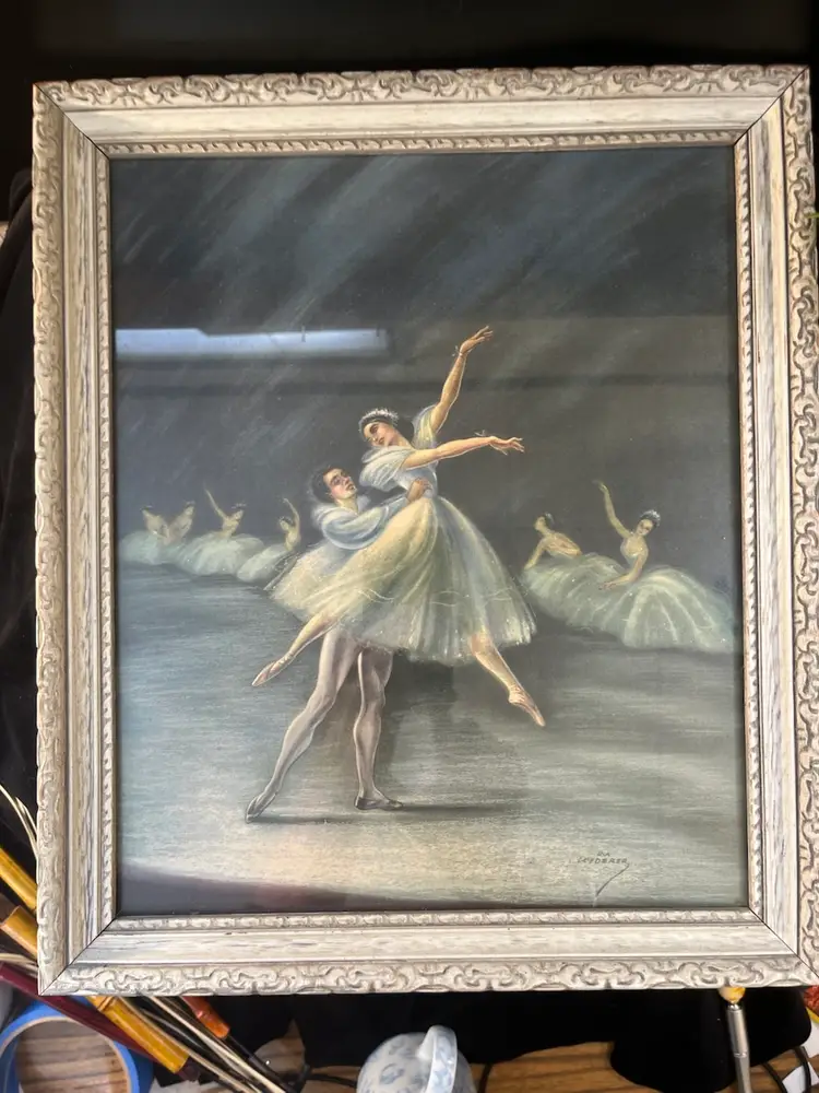 Vintage-signed: RA Loederer Ballet Dancers Framed Lithograph Art Print