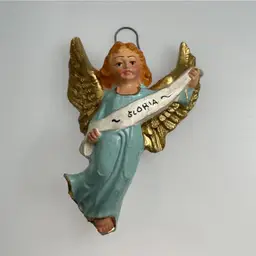 Italian Midcentury "Gloria" Glory Angel Hanging Nativity Creche Ornament Italy Vintage 3.25"