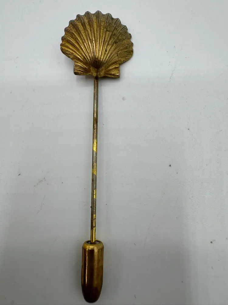 Vtg Scallop Sea Shell 2.5" Stick Pin Gold Tone Miriam Haskell