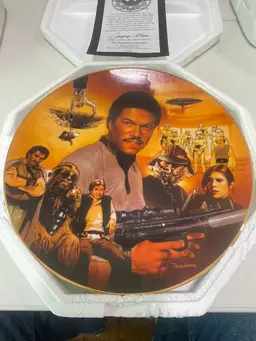Lando Calrissian Star Wars Hamilton Collection Plate Heroes &amp; Villians NIB w/CoA
