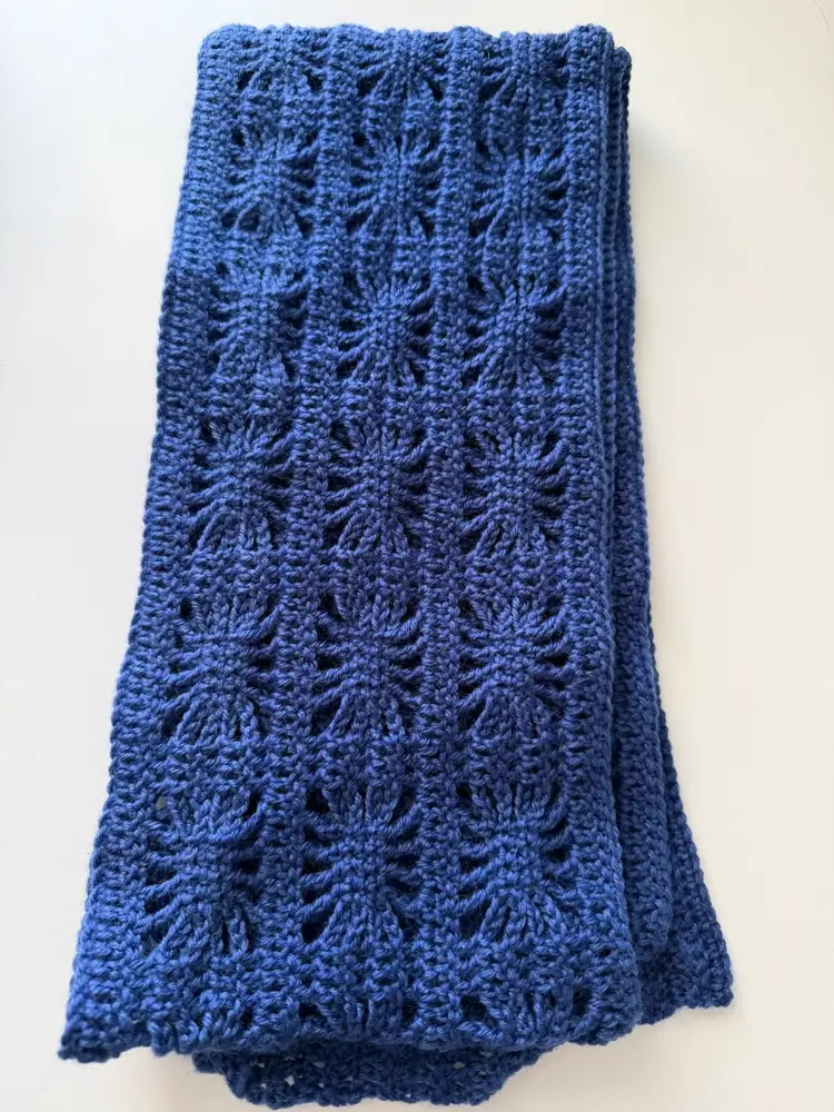 Beautiful Dark Blue Crochet Scarf