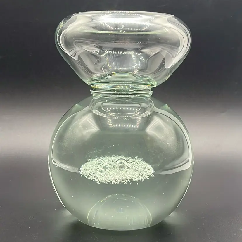 Large Paperweight Vase Bubble Center 6 1/2” Almost 6lbs!