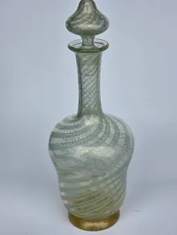 Vintage Swirled Glass Decanter with Stopper