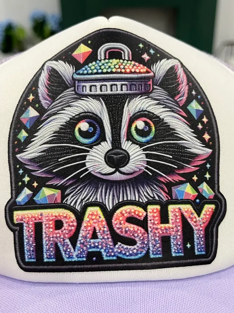 Trash Panda Trashy Trucker Hat On Lavender