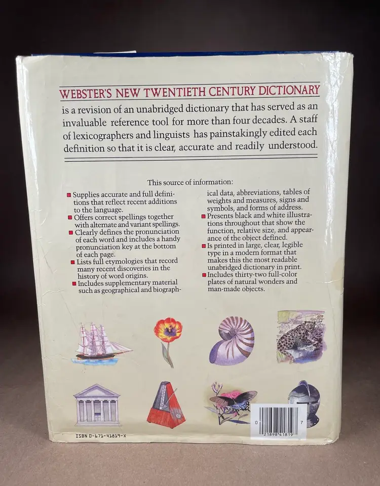 Webster's New 20th Century Unabridged Dictionary 2ND Edition HC with Dust Jacket