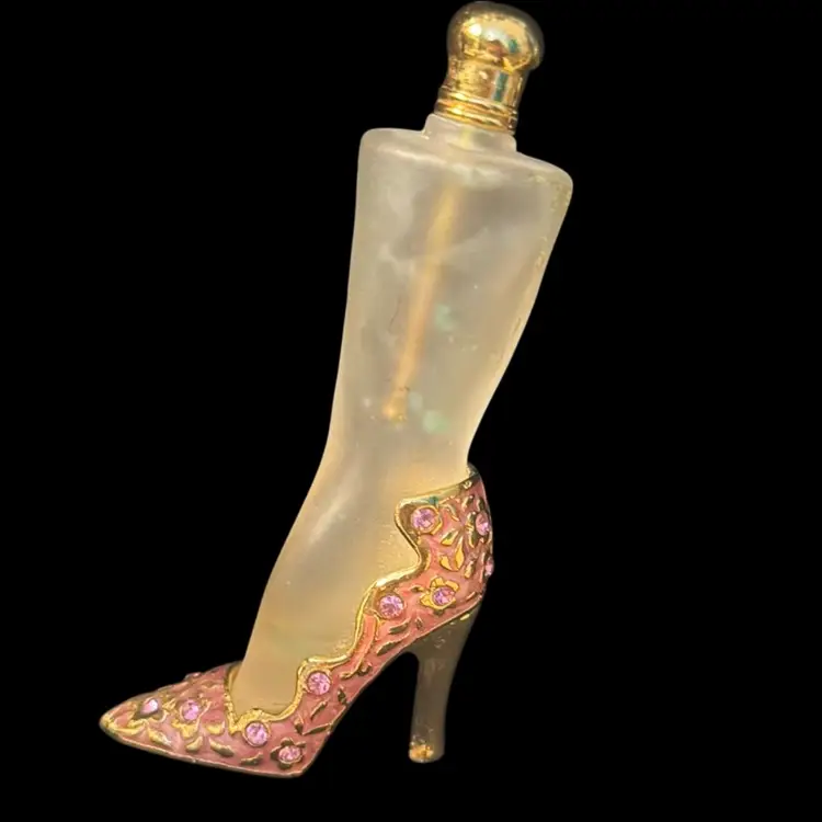 Pink Enamel and Rhinestones Shoe Perfume Bottle